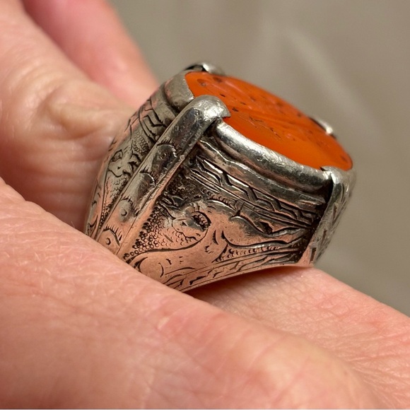 Vintage Islamic, Sterling Silver,  Aqeeq  ring. - Picture 1 of 5